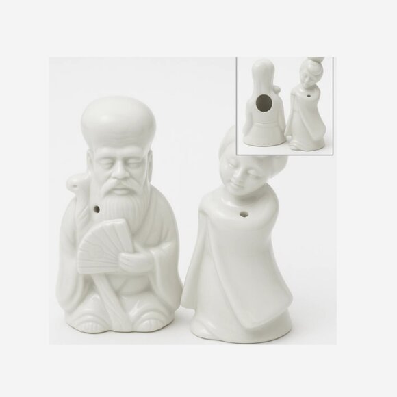 Vintage Benihana Tiki Mugs Pair Shogun & Geisha White Porcelain China 1970s - Picture 5 of 5